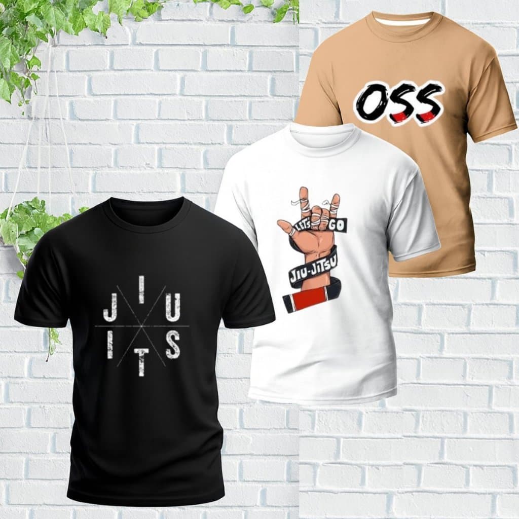 Kit 3 Camisas Masculina Jiu Jitsu OSS Para Treino Academia - Camiseta 100% Algodão Malha Premium
