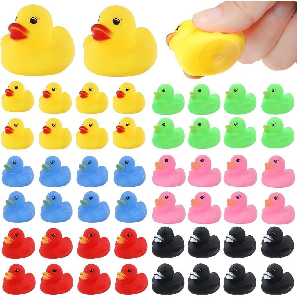 30/50PCS Brinquedos De Banho De Pato De Borracha Mini Patos A Granel Para Crianças Ducha De Bebê Decorações Festa De Ani
