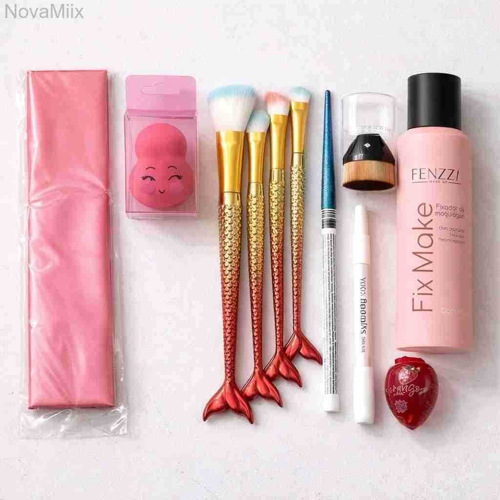 Kit Completo – 4 Pincéis + Faixa + Esponja + 2 Lápis Maré Metálica + Brilho Morango + Fixador ProfissionalB0XF