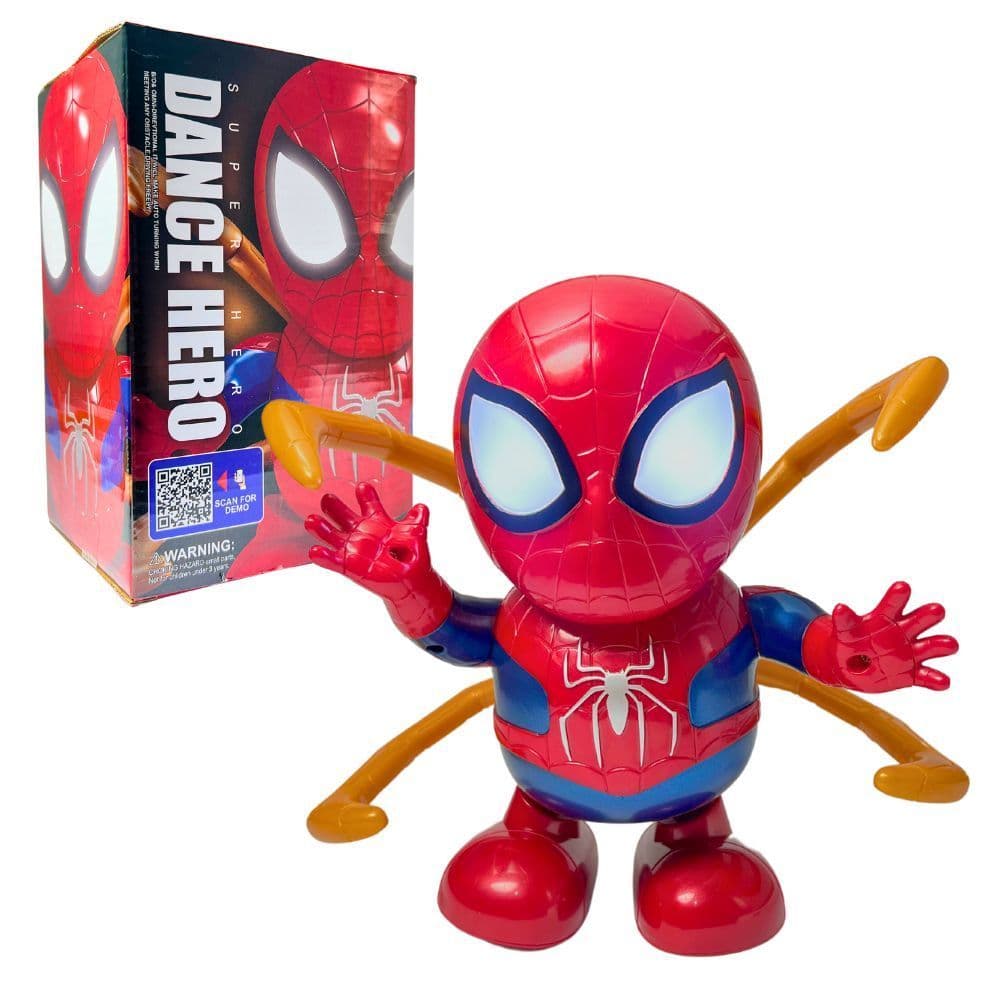Boneco Homem Aranha Dançarino Robot Dance Hero Musical Com Luzes LED E Som Brinquedo Infantil