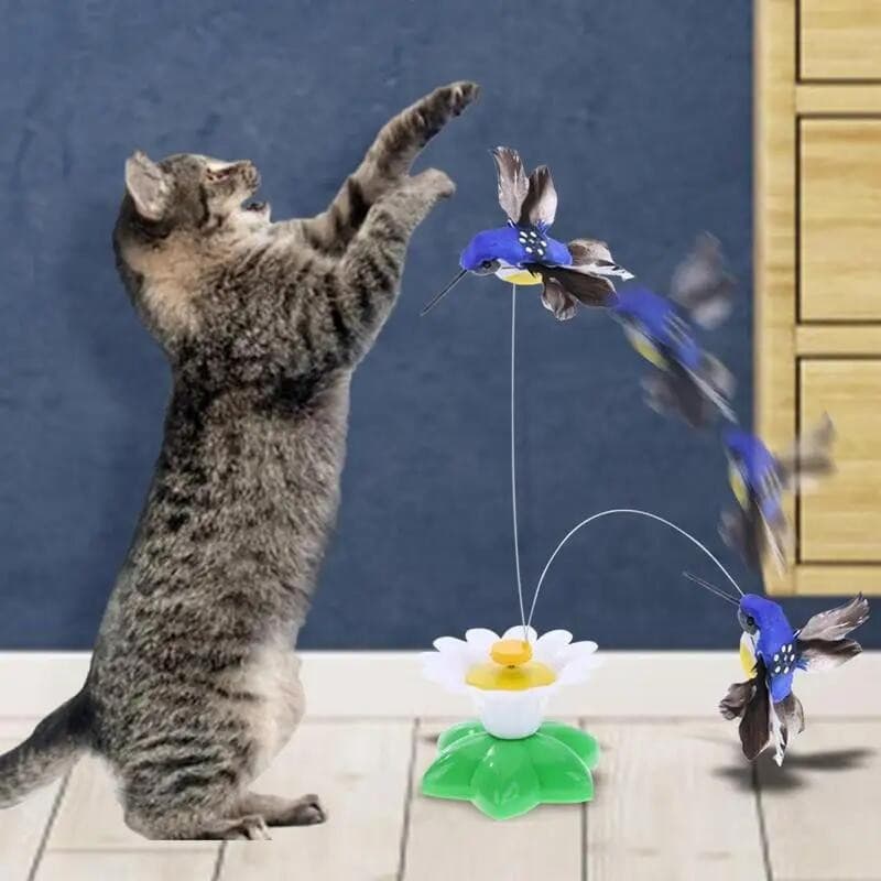Brinquedo para Gato Simulação de Beija-Flor Elétrico Rotativo, Varinha Divertida para Gato, Brinquedo Automático de Beij