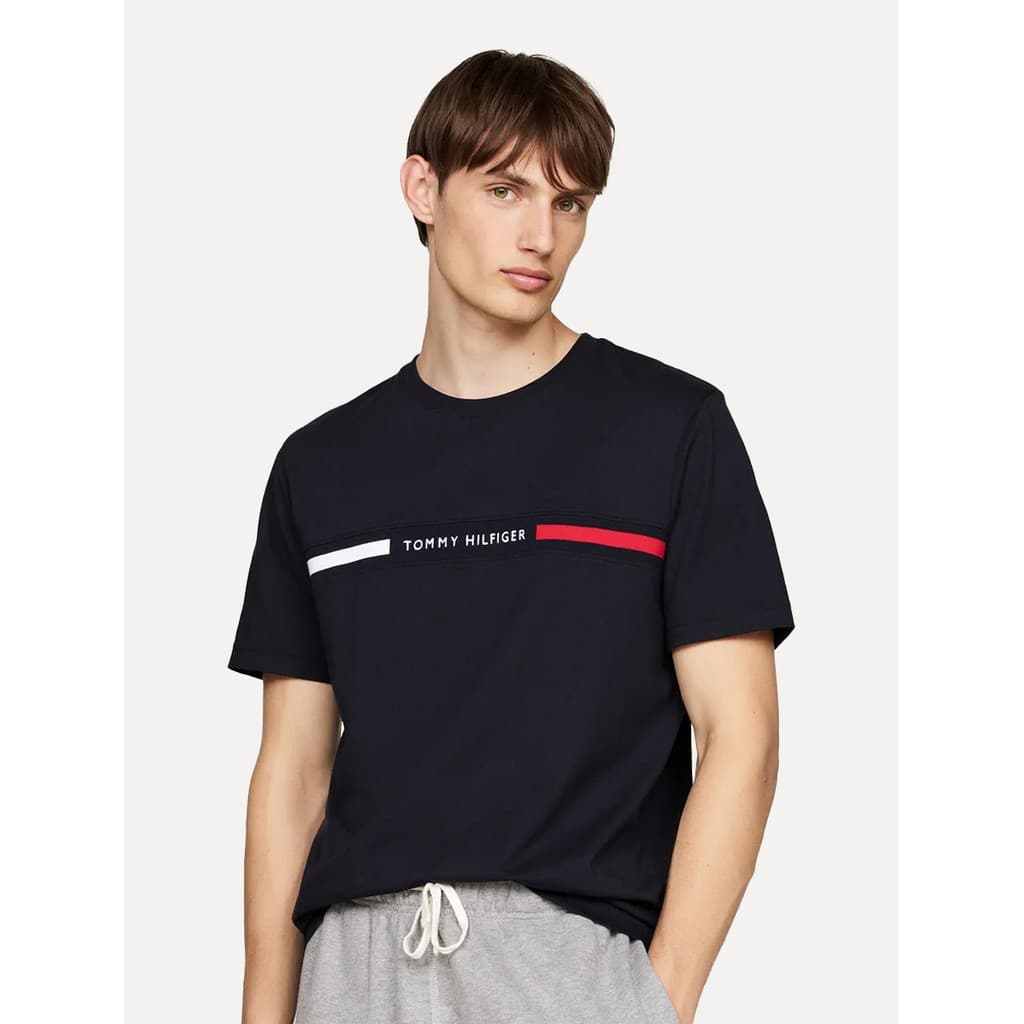 Camiseta Tommy Hilfiger Original Masculina Chest Insert Logo Azul Marinho