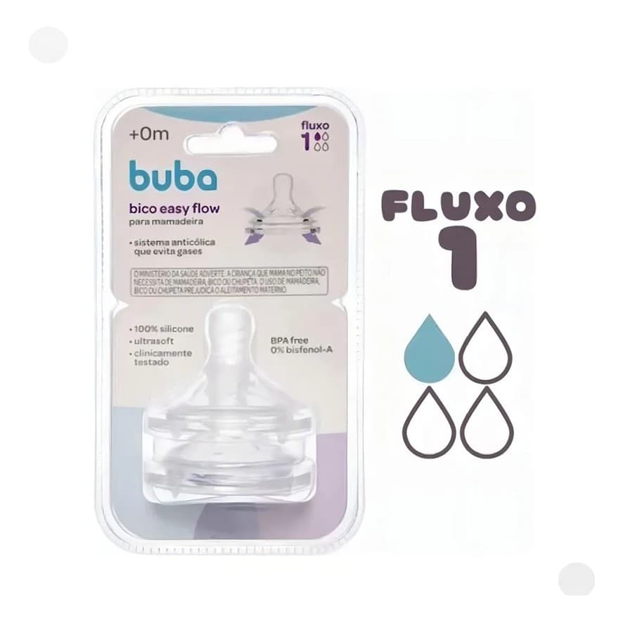 Bico De Mamadeira Refil Easy Flow Fluxo 1 0m+ 2unid 18792 Buba