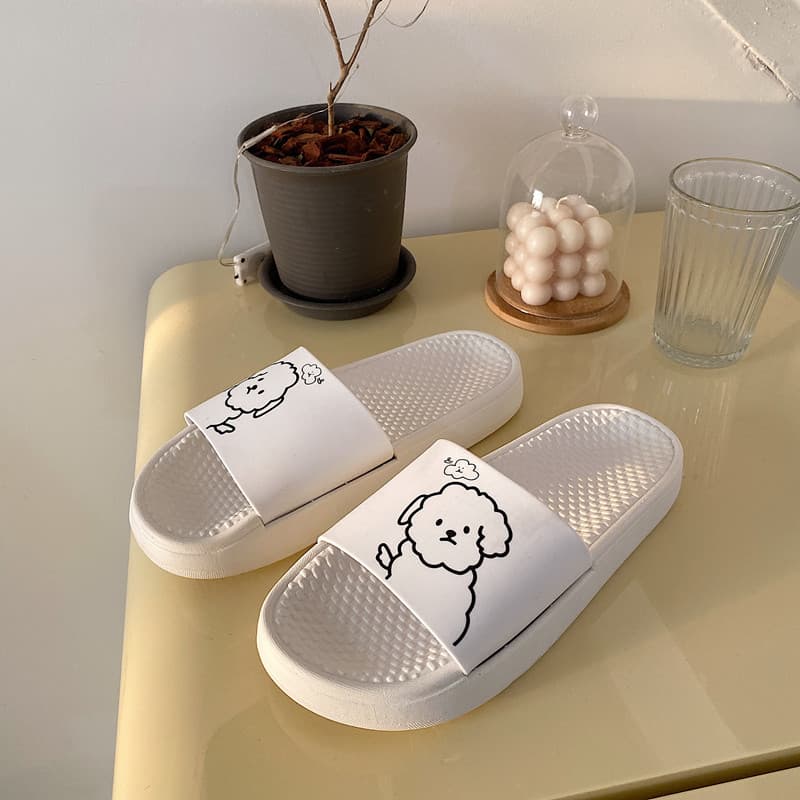 Versão coreana novo estilo casa interior chinelos de sola grossa antiderrapante casa dos desenhos animados bonito estuda