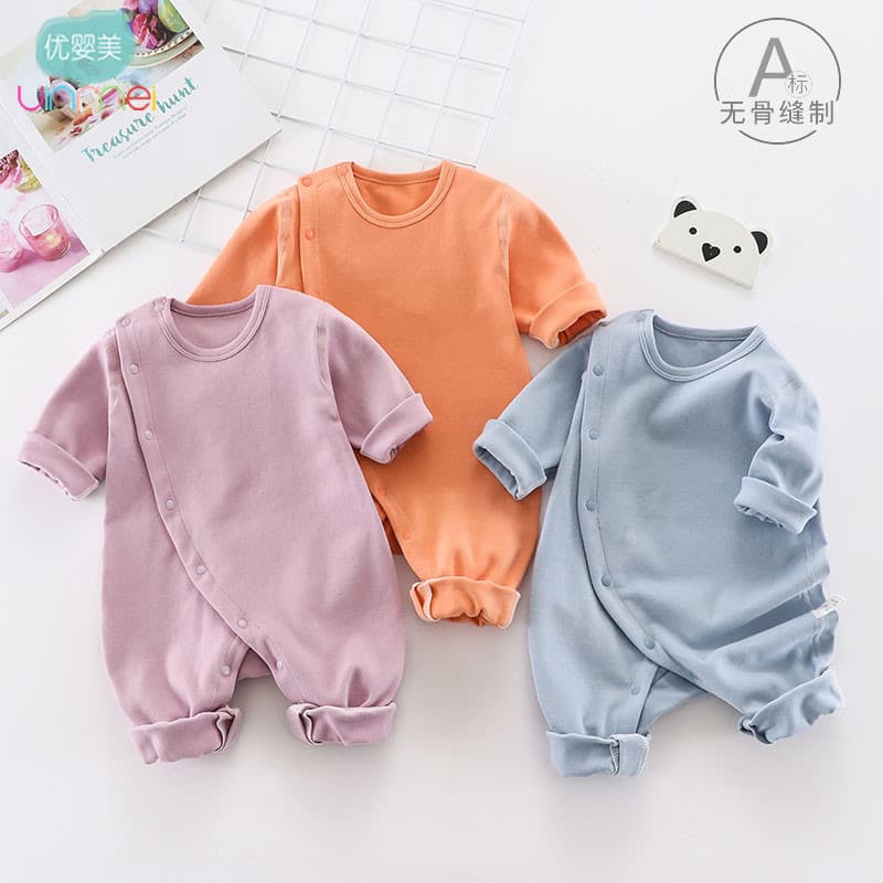 Macacão de bebê primavera outono manga comprida puro algodão Base de proteção da barriga pijamas do bebê roupas recém-na