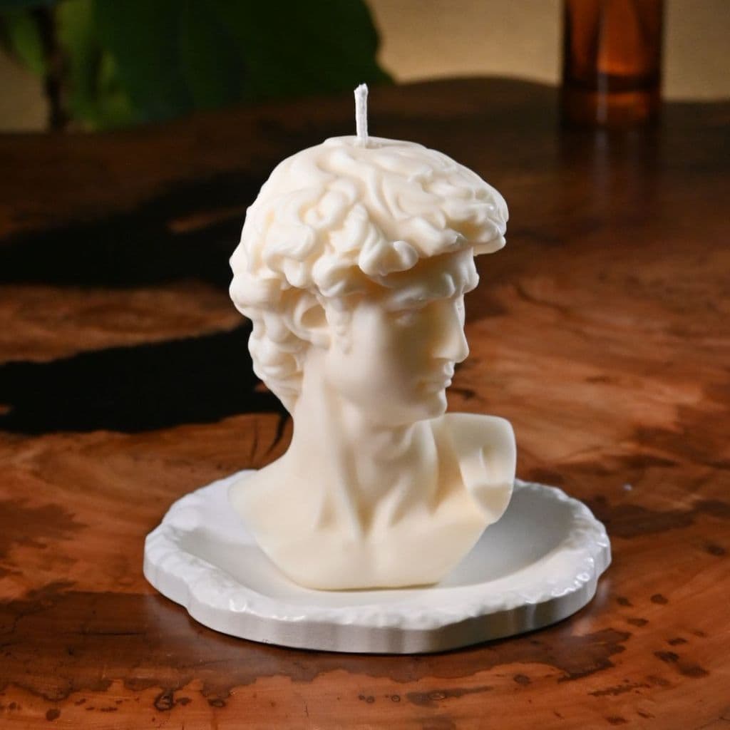Vela Decorativa Escultura David em Cera de Coco Artesanal