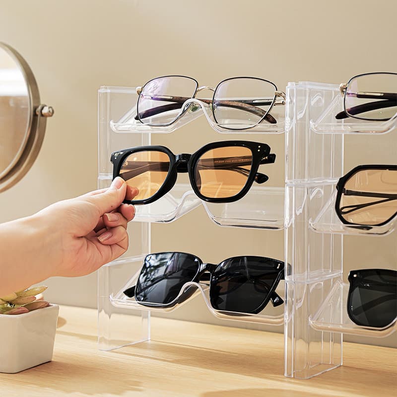 Suporte de óculos transparente de mesa, caixa de coleção de óculos de sol multicamadas, rack de exibição de óculos de so