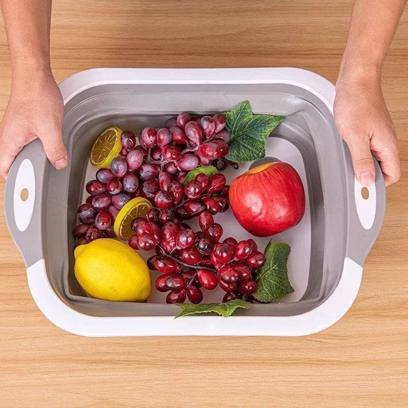 Tábua e Cesta Retrátil Multifu Multifuncional de Silicone para Cozinha-1695
