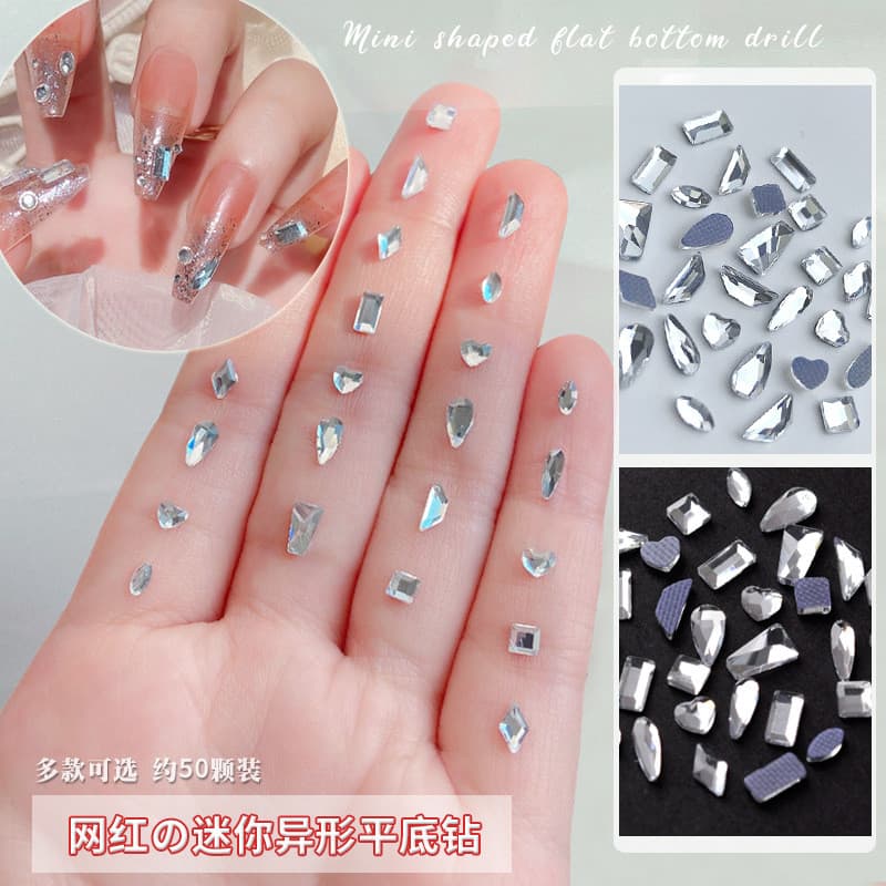 50 peças acessórios de Manicure Mini pequenos diamantes brancos de cristal grade lavável fundo quente diamantes de prata