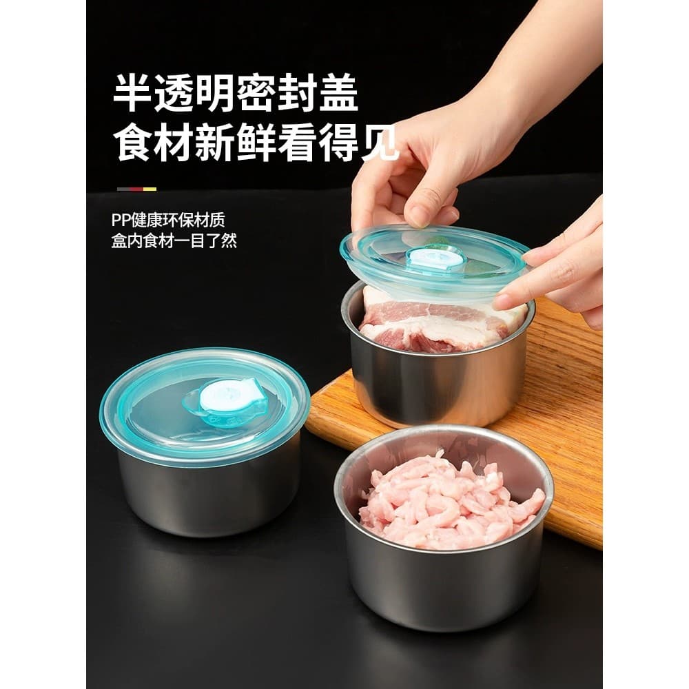 Aço inoxidável com tampa geladeira cozinha pratos laterais placa caixa de conveniência ingredientes caixa de embalagem c