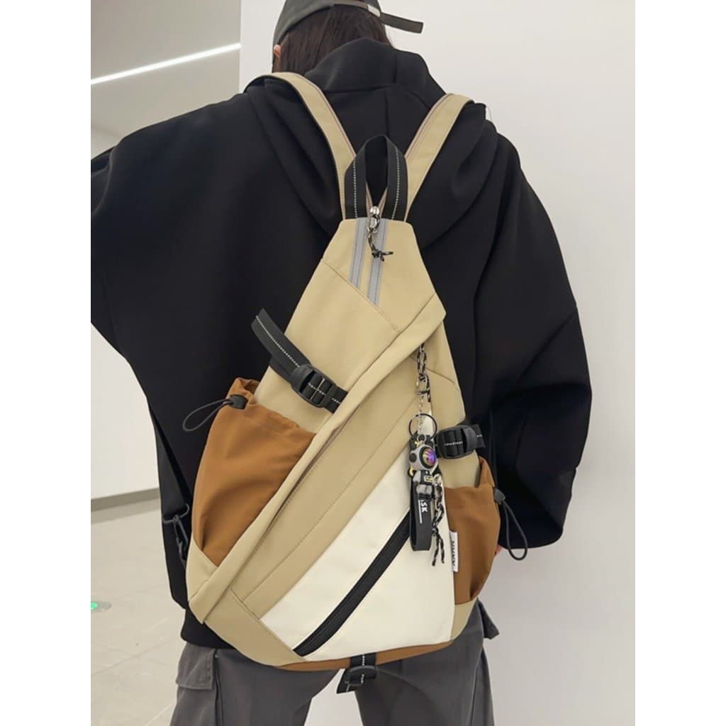 Bolsa mensageiro bolsa de peito grande capacidade mochila gota de água triângulo mochila na moda moda esportes de rua 20
