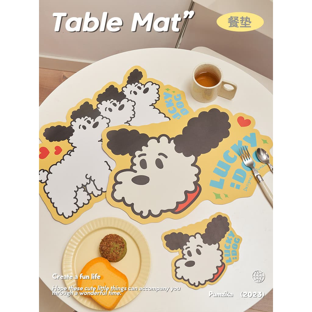 Pumzika Original filhote de cachorro bonito placemat em forma especial dos desenhos animados couro impresso grande place
