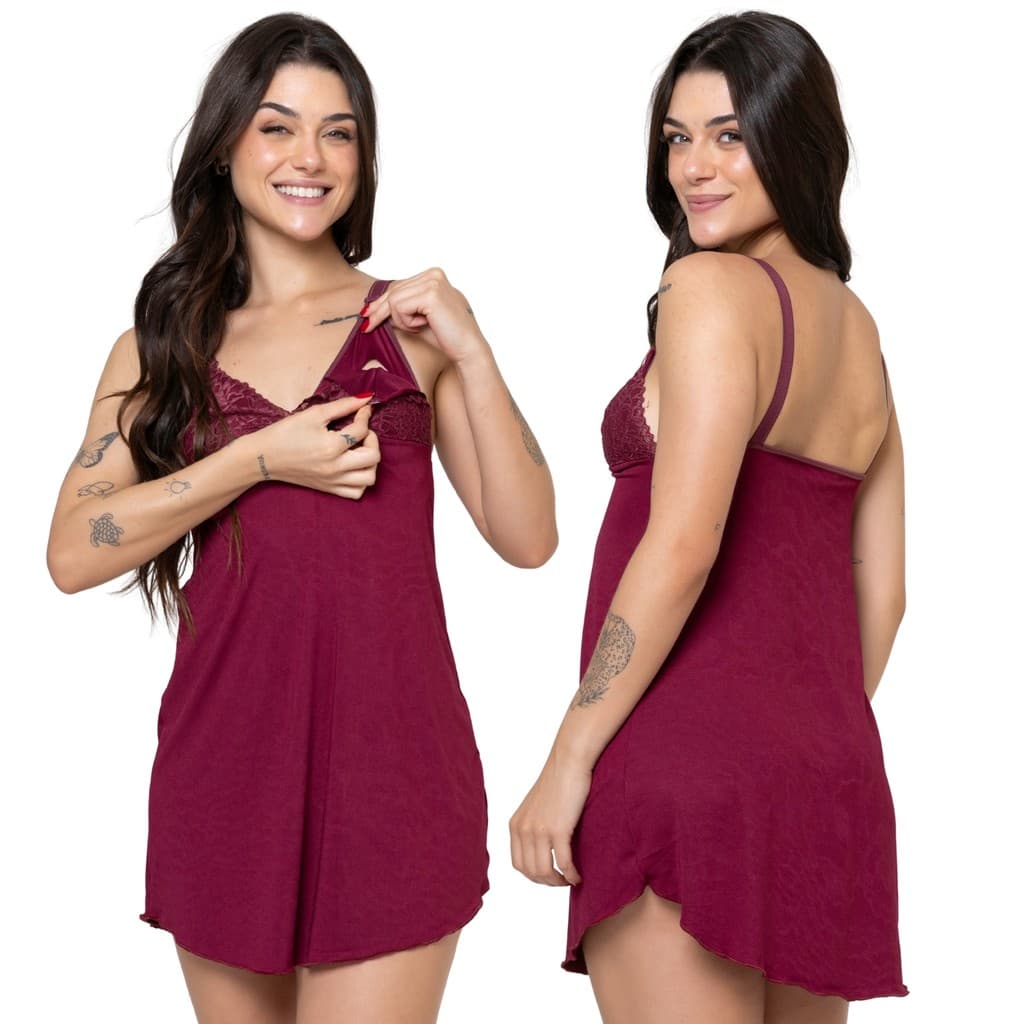 Camisola Amamentação Pijama Conforto Pós Parto Abre Fácil Gestante Grávida Maternidade Microfibra