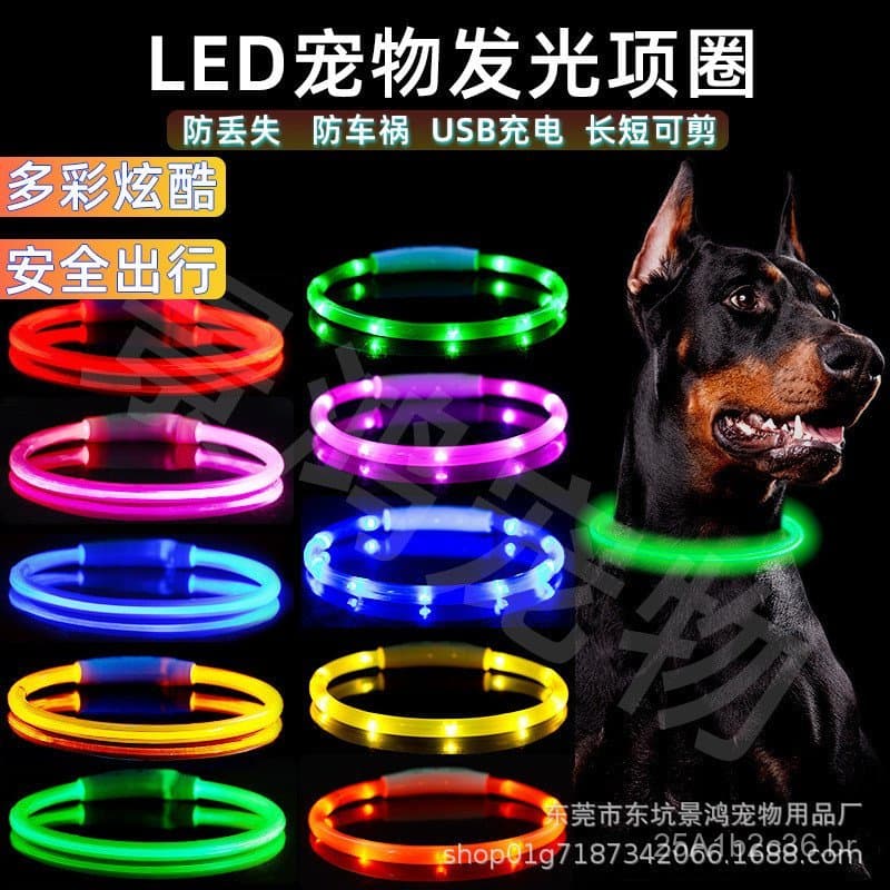 Coleira luminosa para cães, coleira luminosa para animais de estimação, coleira com luz noturna, coleira luminosa LED re