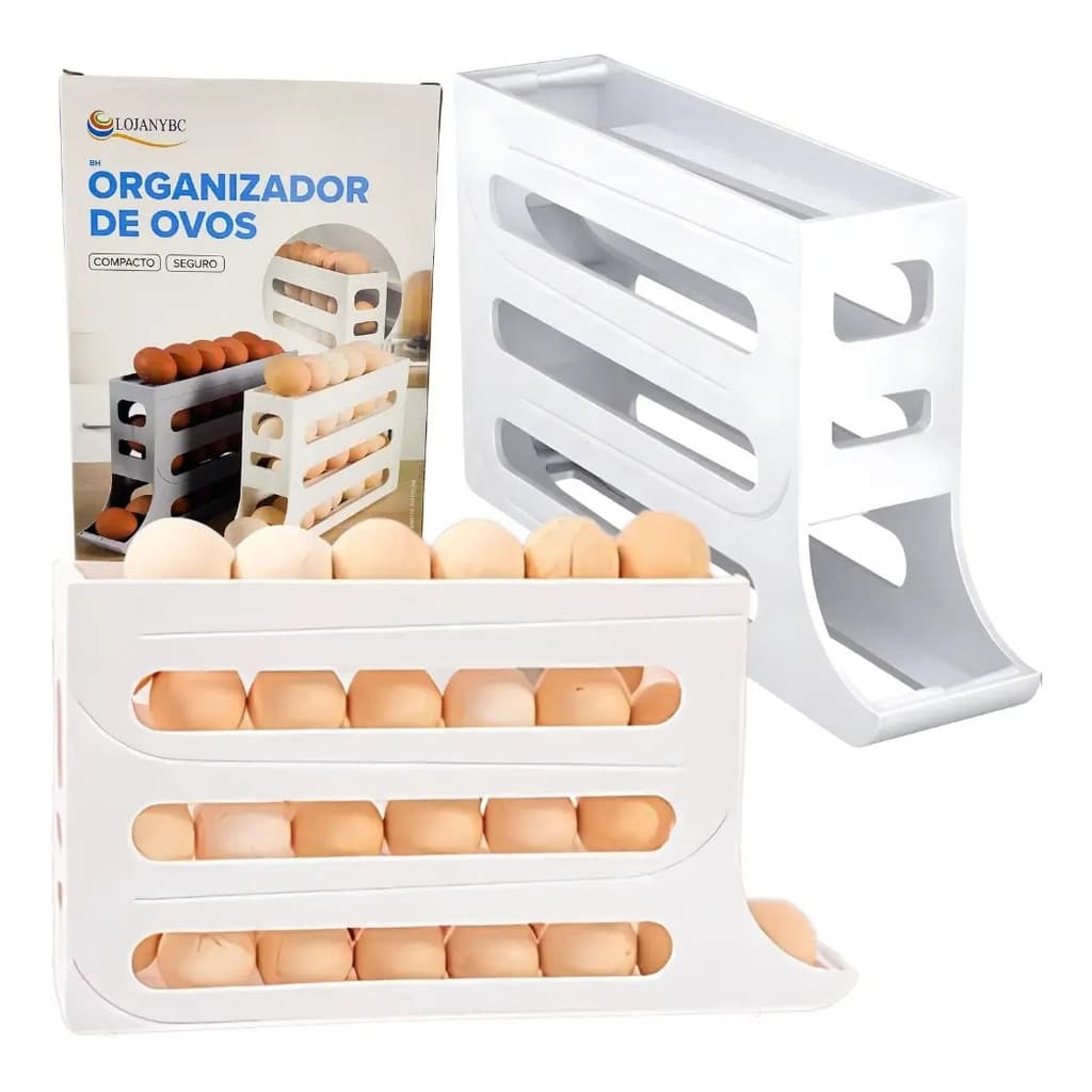Porta Ovos Organizador De Geladeira 4 Andares 20 A 30 Ovos Branco