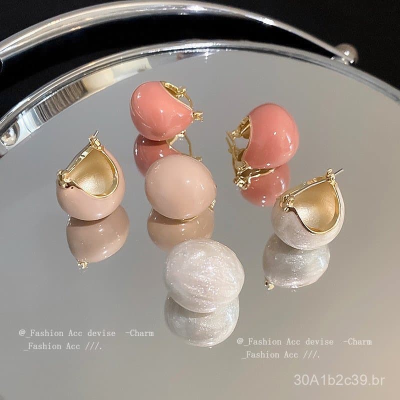 Brincos simples e retrô com contas em formato de gota de óleo, banhados a ouro verdadeiro, estilo Dongdaemun, brincos el