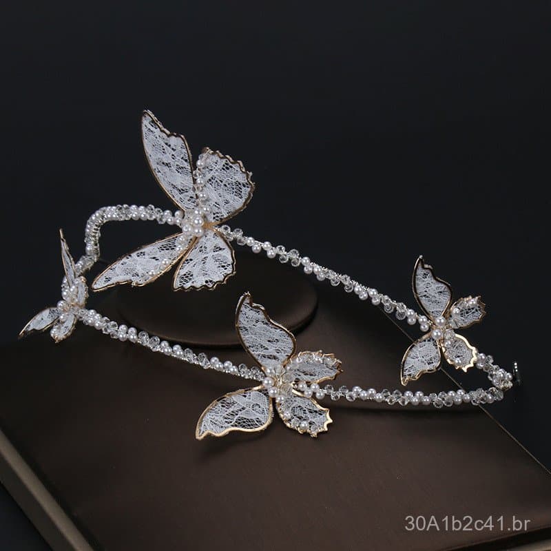 Novo acessório de cabelo estilo floresta coreano, simples e elegante para noivas, feito de tecido de vestido de noiva, v
