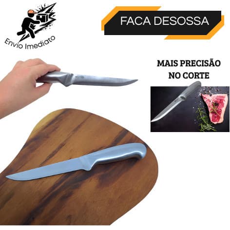 Faca Desossa Profissional Inox 6" Faca de Açougueiro Chef Cozinha Afiada Flexível Alta Precisão