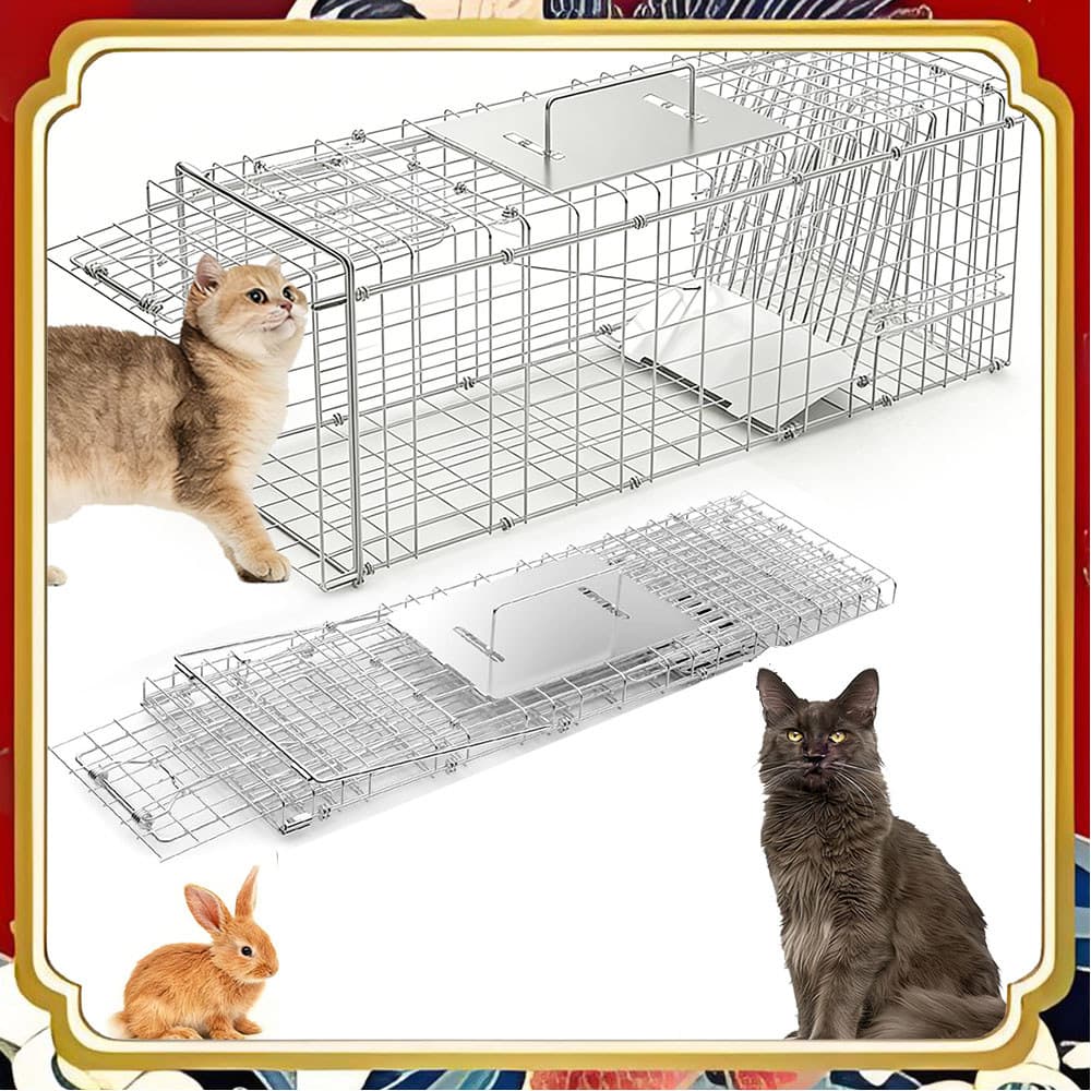 Gaiola de armadilha para animais de Metal grosso, gaiola integrada para uso doméstico, portátil, dobrável, gaiola para r