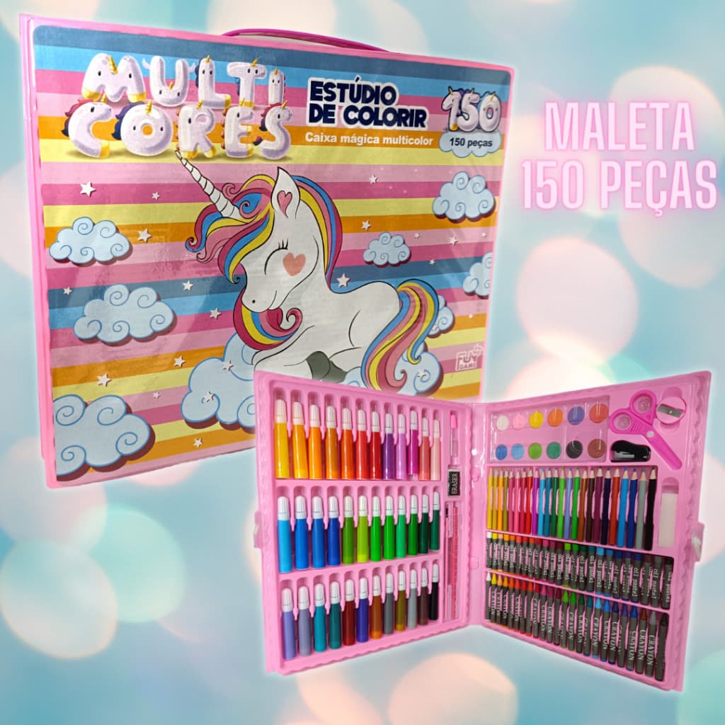 Oferta Estojo 150 Peças Escolar Maleta Para Desenho Pintura Infantil Completa de Az e colorir