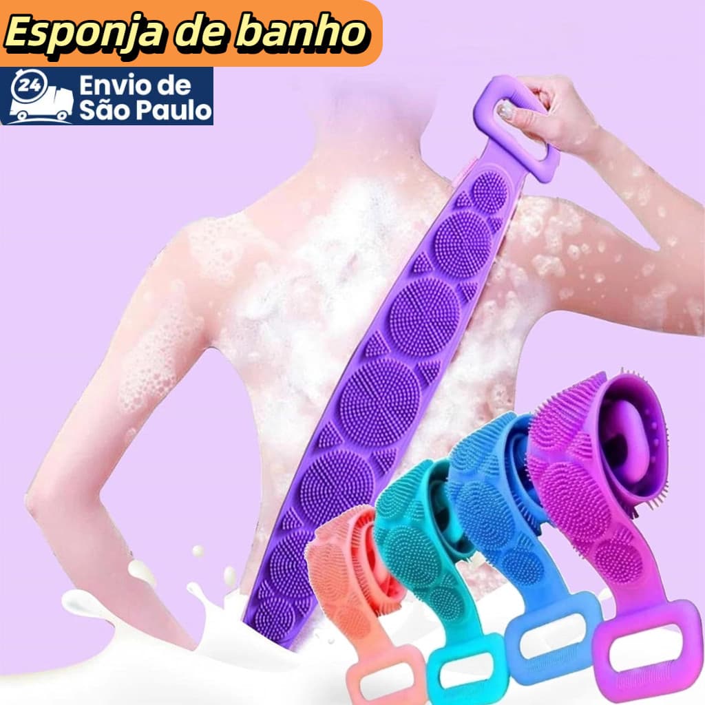 Massageador de Banho Silicone Lava Costas SPA Corporal Relaxante Esponja Dupla Face Banho de Luxo Prático