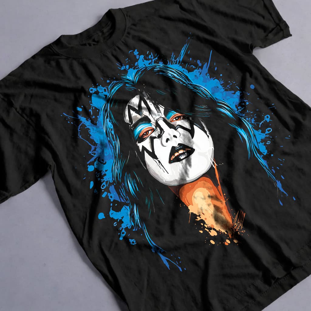 Camiseta Unissex Tributo Ace Frehley Banda Kiss Rock Malha 100% Algodão Temos Plus Size