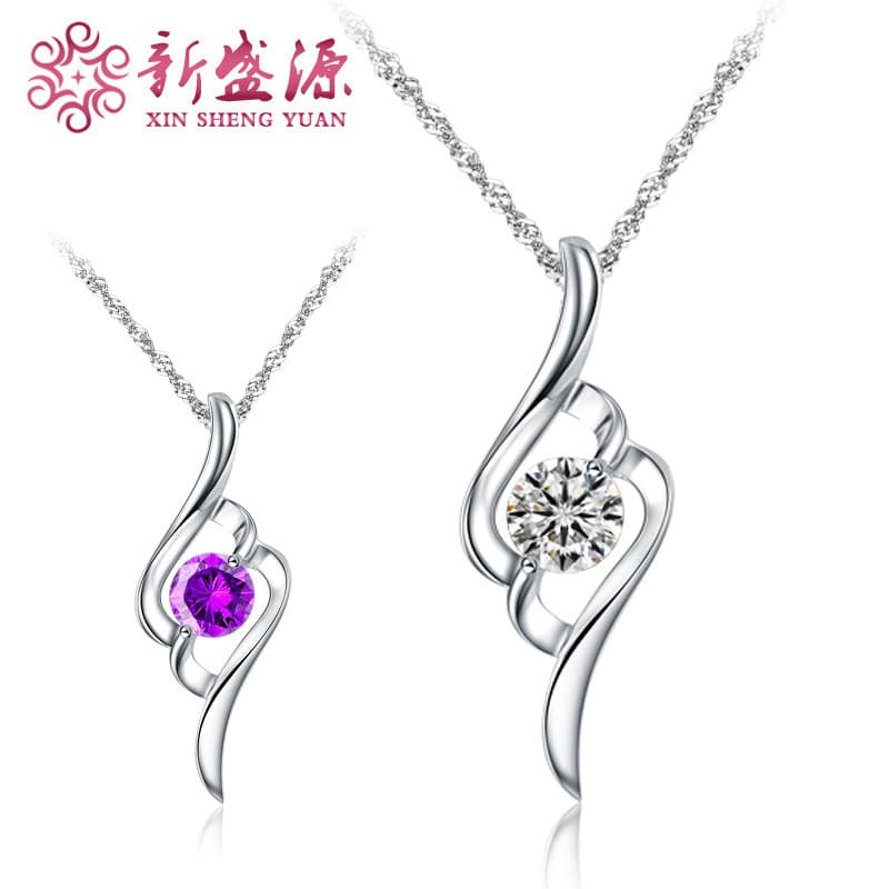 925 prata esterlina pingente macio anjo feminino diamante clavícula corrente pingente presente de aniversário atacado