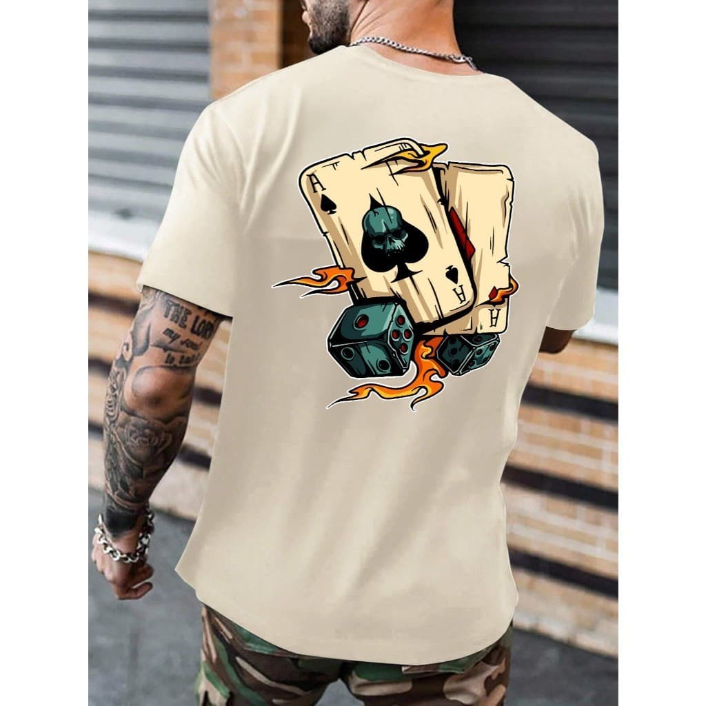 Camiseta Carta Masculina Diverse Camisa 100% Algodão ESTILO RUA DIA DIA BARALHO