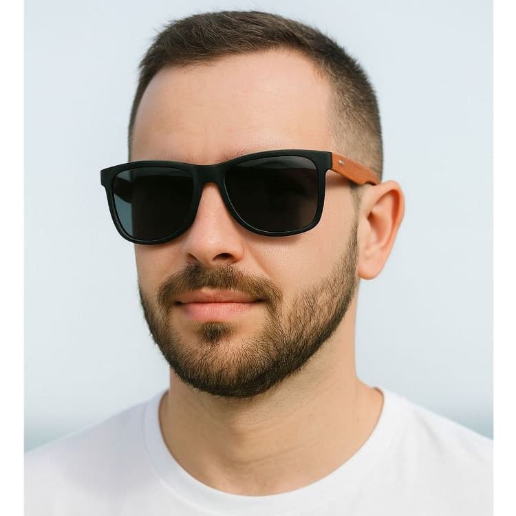 Óculos de sol de Madeira Bambu Masculino Quadrado,  Proteção UV400