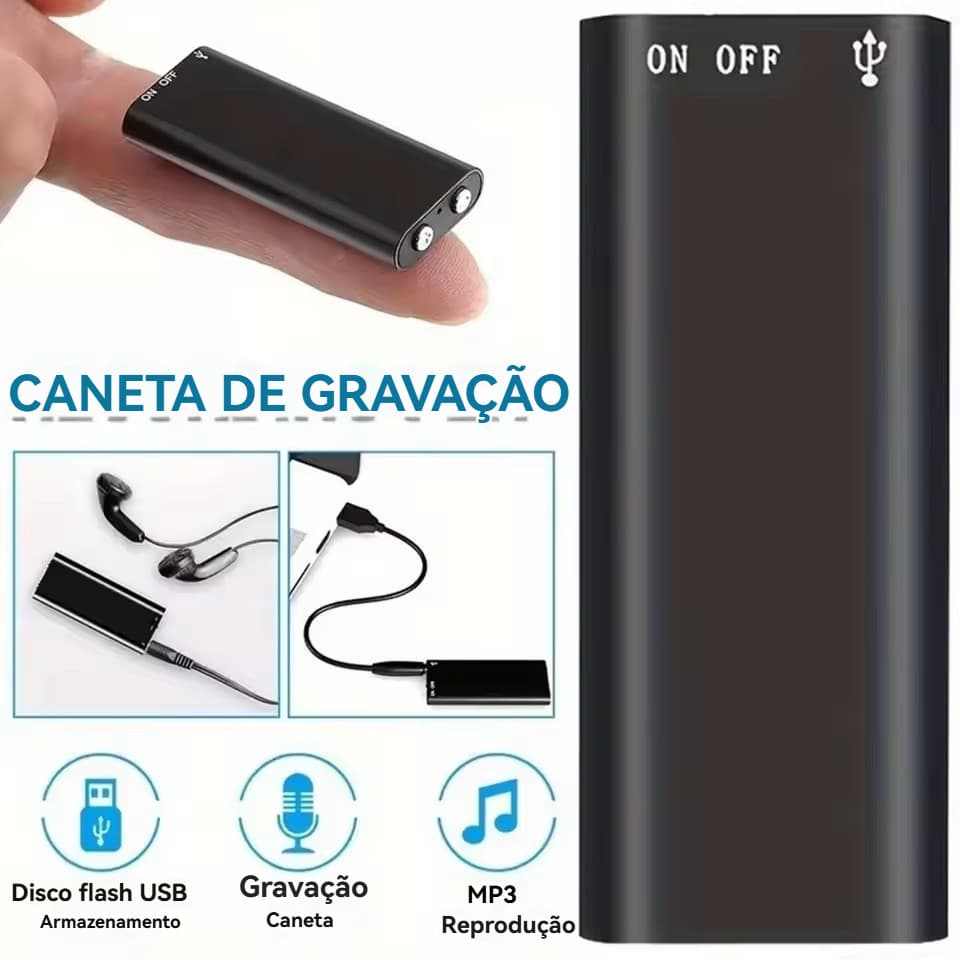 Mini Gravador Voz Som Digital Espião 96h - Micro Escuta Nf