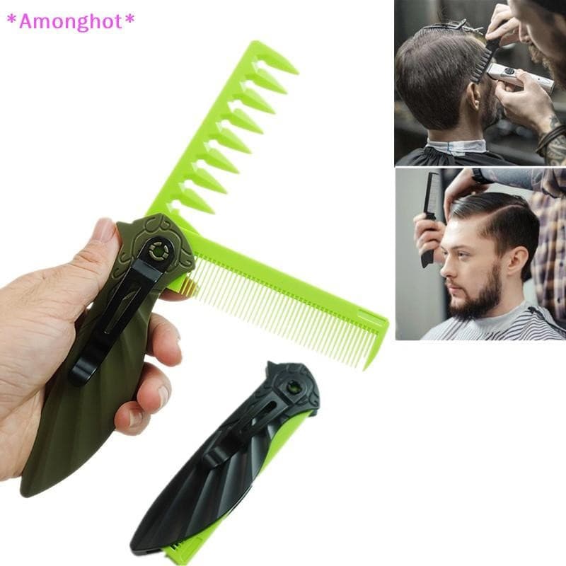 Entrehot > 2 Em 1 Multifuncional Portátil Plástico Dobrável Pentes De Bolso Barbeiro Masculino Cabeça De Óleo Barba Esti
