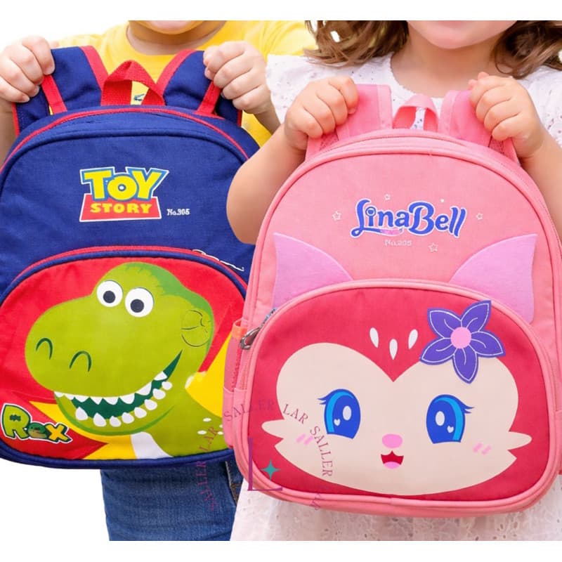 Mochila Menino e Menina Escolar e Passeio Infantil de Gatinho Dinosauro Lista de Material Escolar 34cm de altura