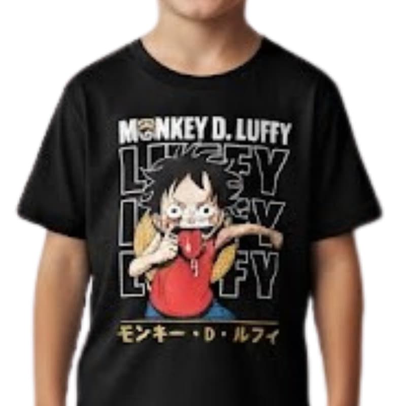 Camiseta Menino Estampa Anime Luffy One Piece Estilo Otaku Conforto Premium Roupa Infantil Casual