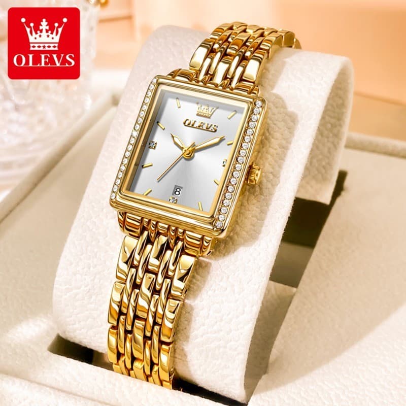 OLEVS 9995 elegante relógio de quartzo da senhora data luxo impermeável relógio da senhora brilhante