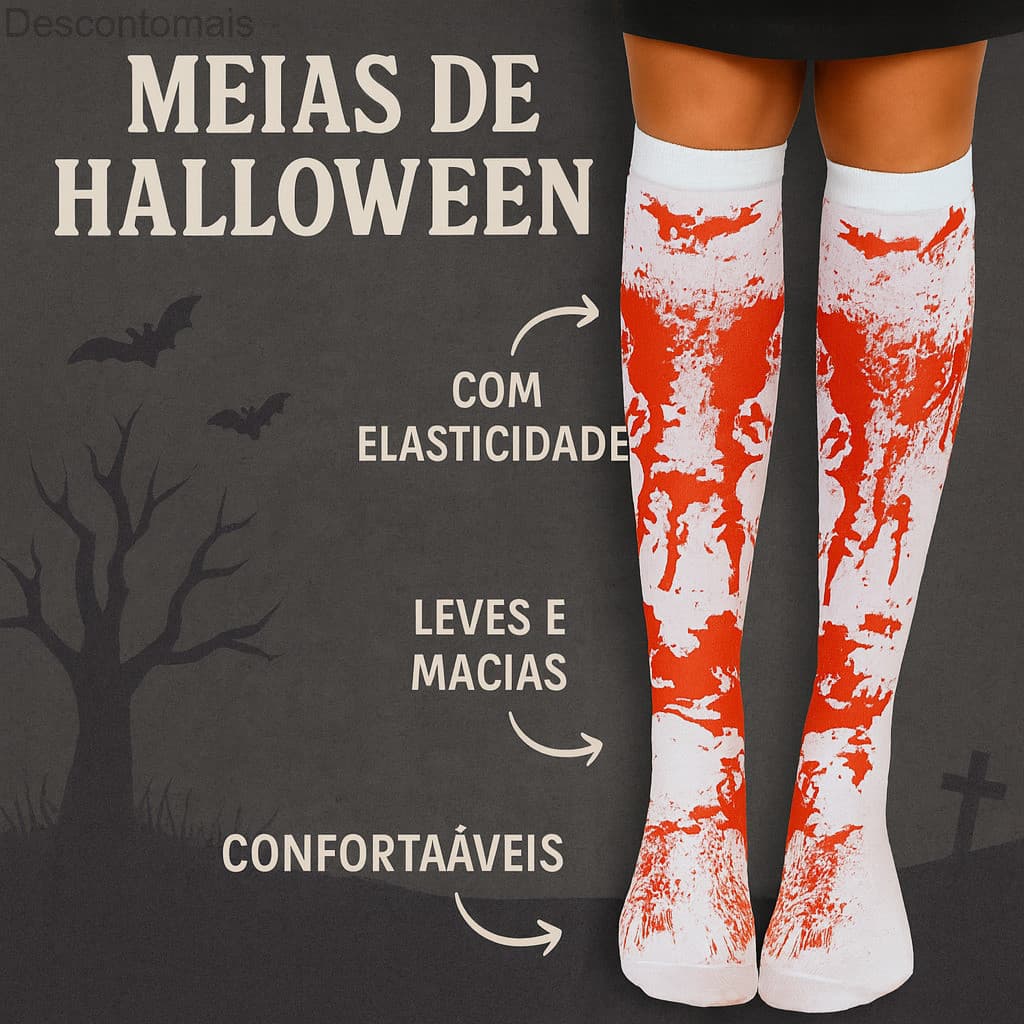 (V)Meia Fantasia Halloween com Manchas de Sangue 🩸🎃M9OL