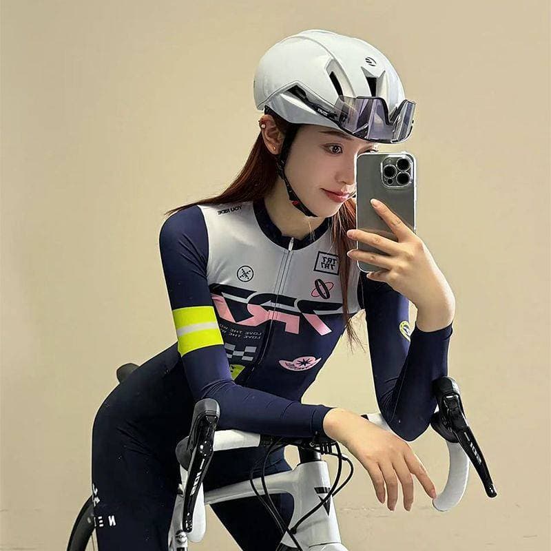 Camisa de ciclismo feminina verão topo de manga comprida bicicleta de estrada respirável fino-ajuste superior ciclismo r