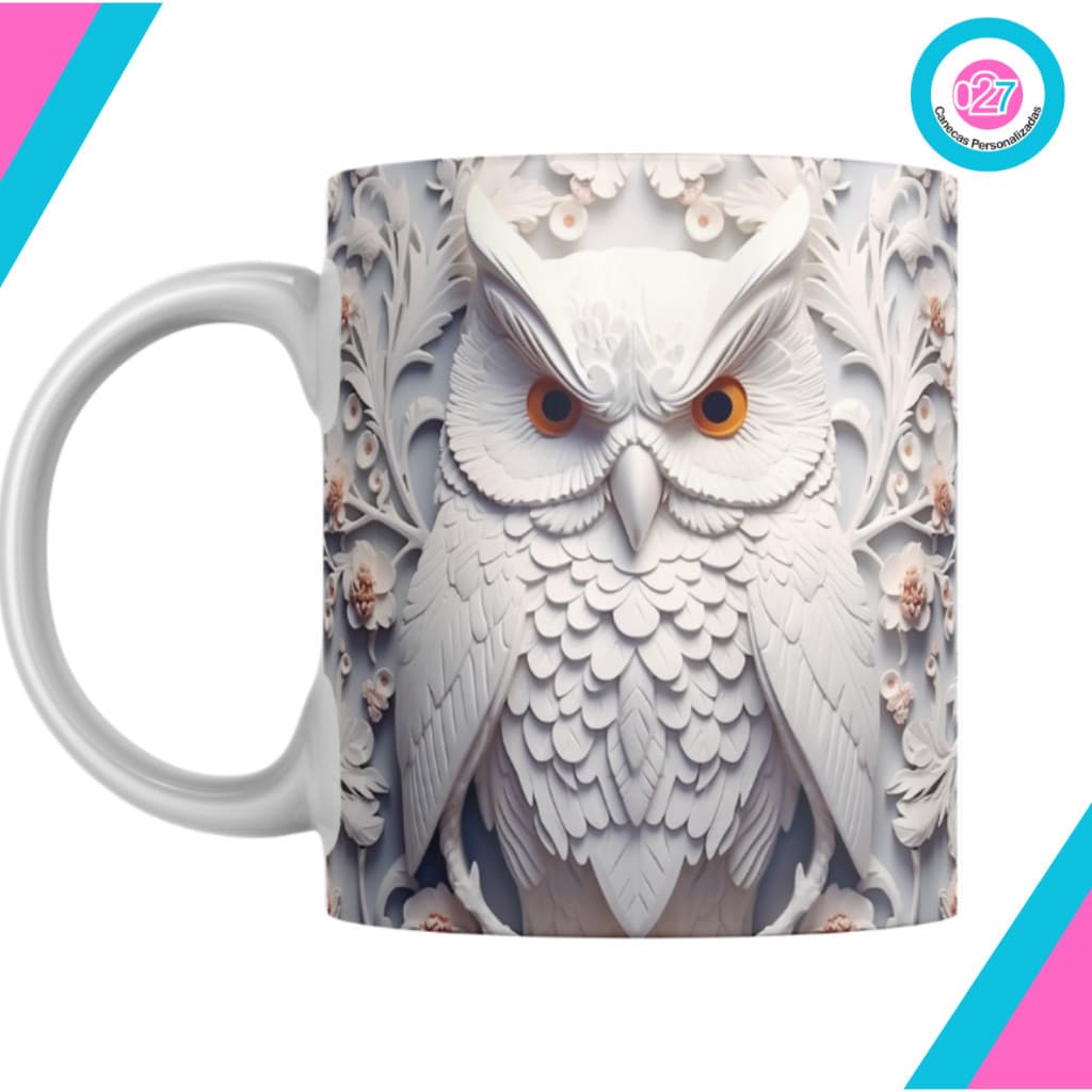 Caneca Coruja Personalizada Porcelana 325ml Presente