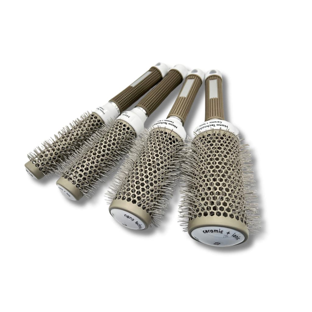 Escova Cerâmica Iônica Térmica Com Cerdas de Nylon Firme Mais Resistentes Penteados Metálica