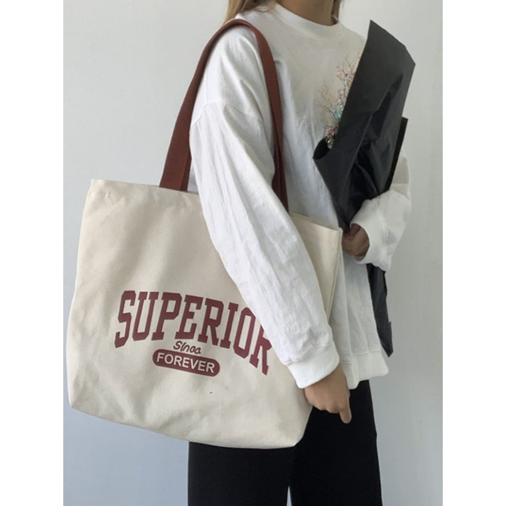 Bolsa de lona feminina novo estilo saco de trabalho Commuter sacola moda com zíper estudantes universitários classe saco