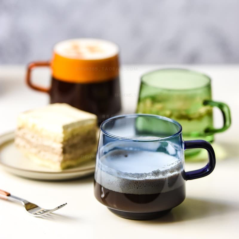 Ins estilo nórdico artesanal cor resistente ao calor vidro pendurado orelha feito à mão xícara de café caneca estilo jap