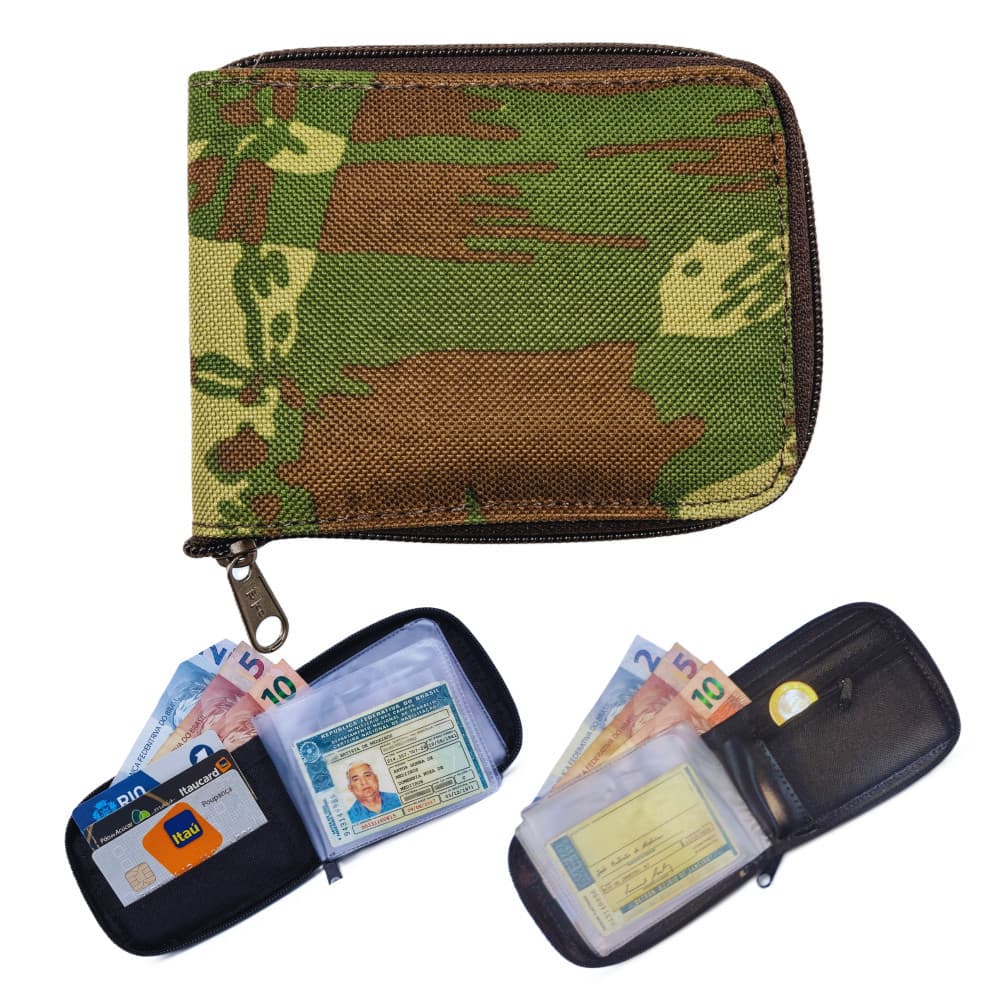 Carteira Masculina Militar Exercíto Cartões RG CNH Moedas Notas