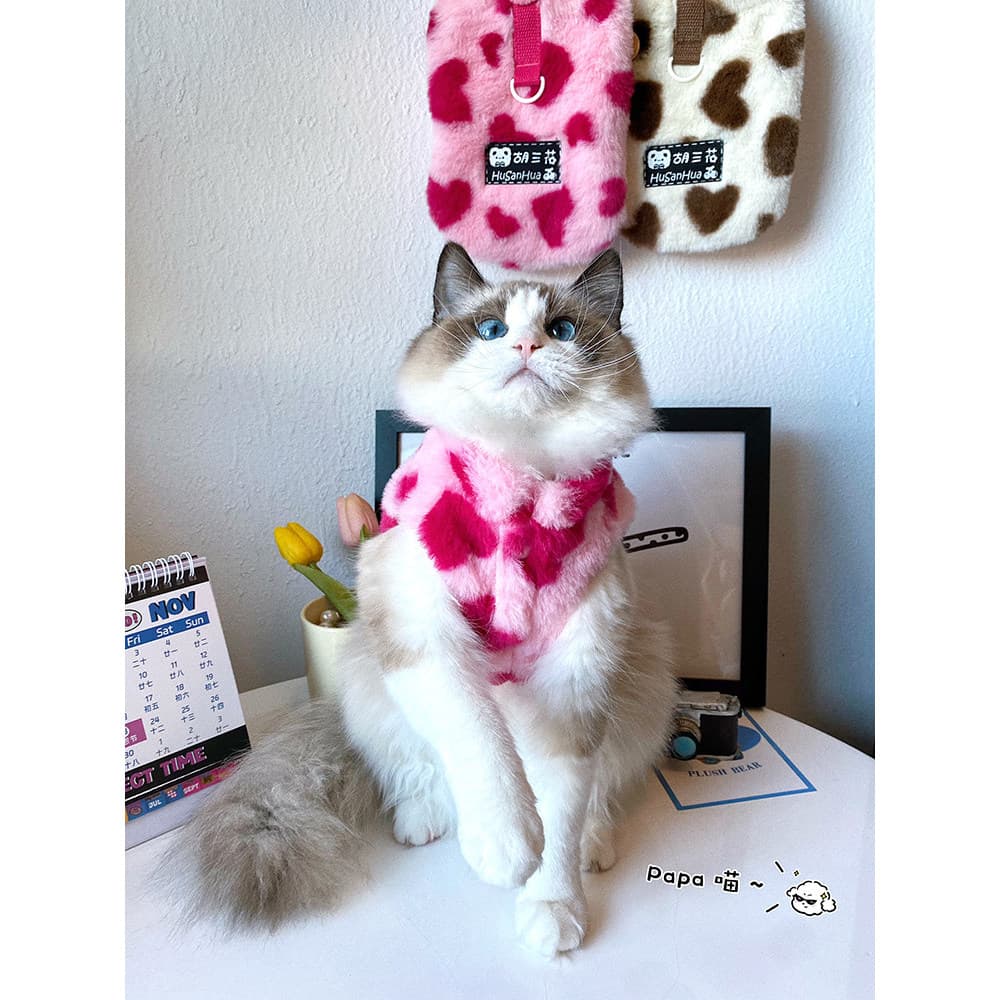 Gato cão amor roupas de tração macia animal de estimação coelho roupas de pelúcia Yorkshire inglês curto corda de tração