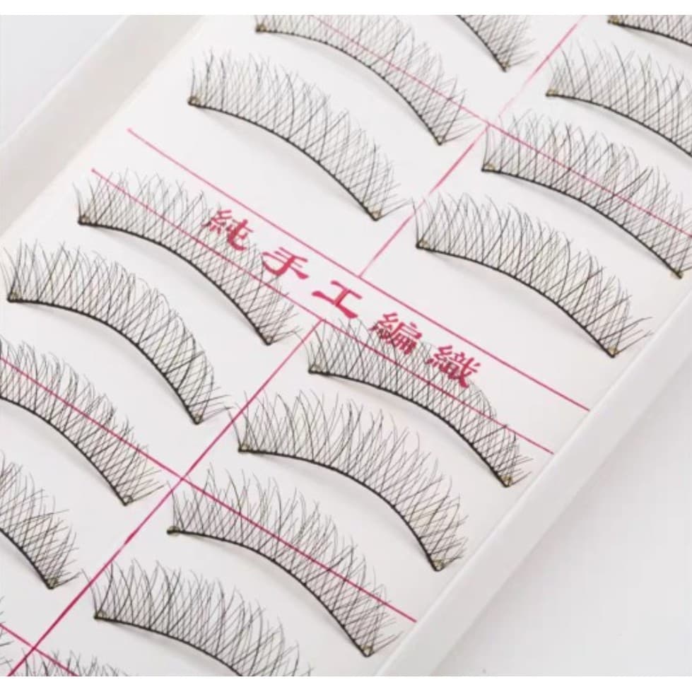 219 estilo cruz cílios postiços feitos à mão dez pares haste de fio de algodão Natural Nude maquiagem cílios 6 caixas fr