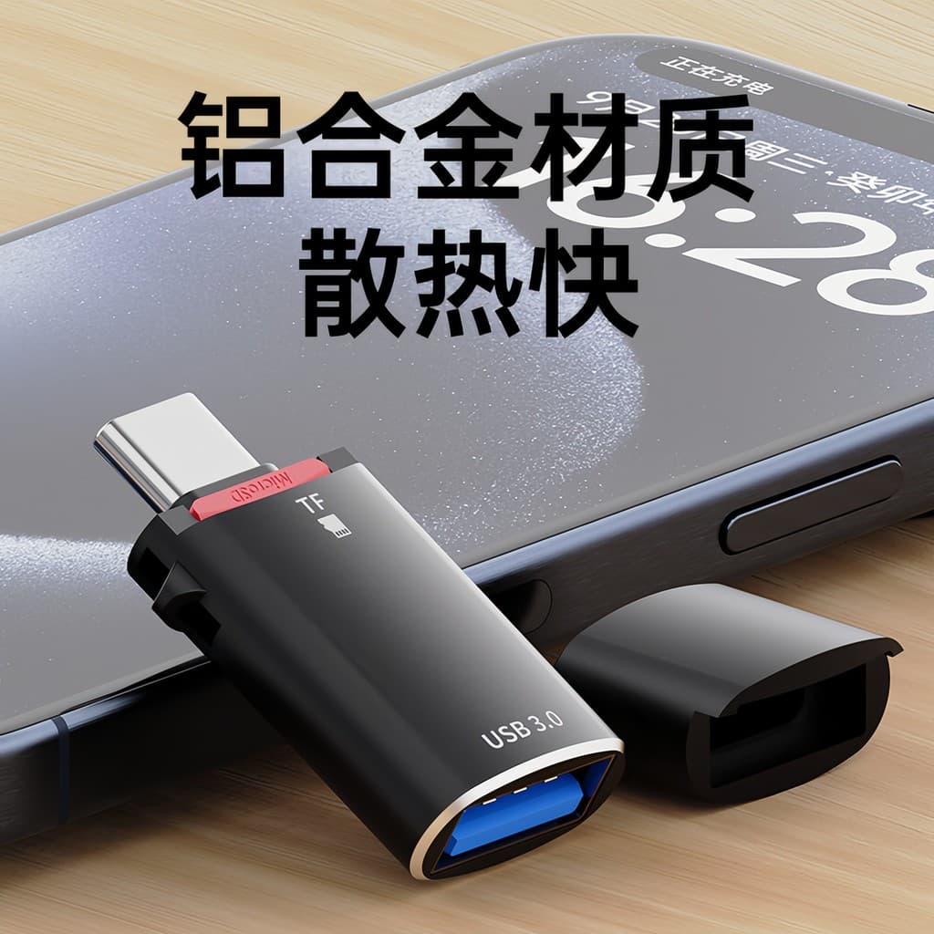 Huama TF cartão escondido Ultra-pequeno leitor de cartão TypeC usb3.0 de alta velocidade adequado para Apple 15 adaptado