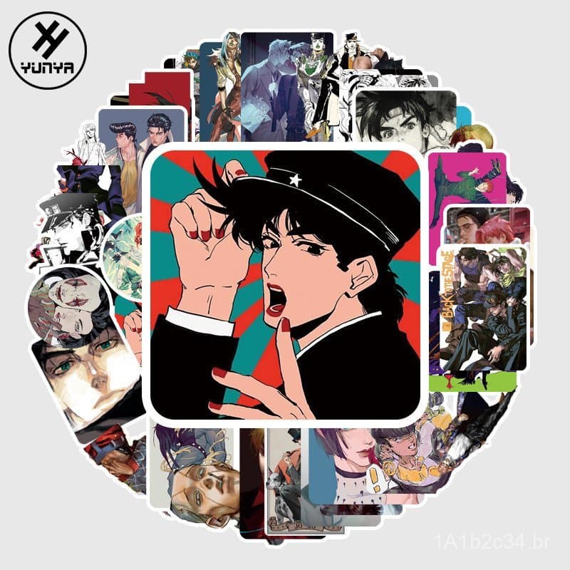 53 adesivos de graffiti do anime JOJO's Bizarre Adventure para malas, laptops e geladeiras, à prova d'água.