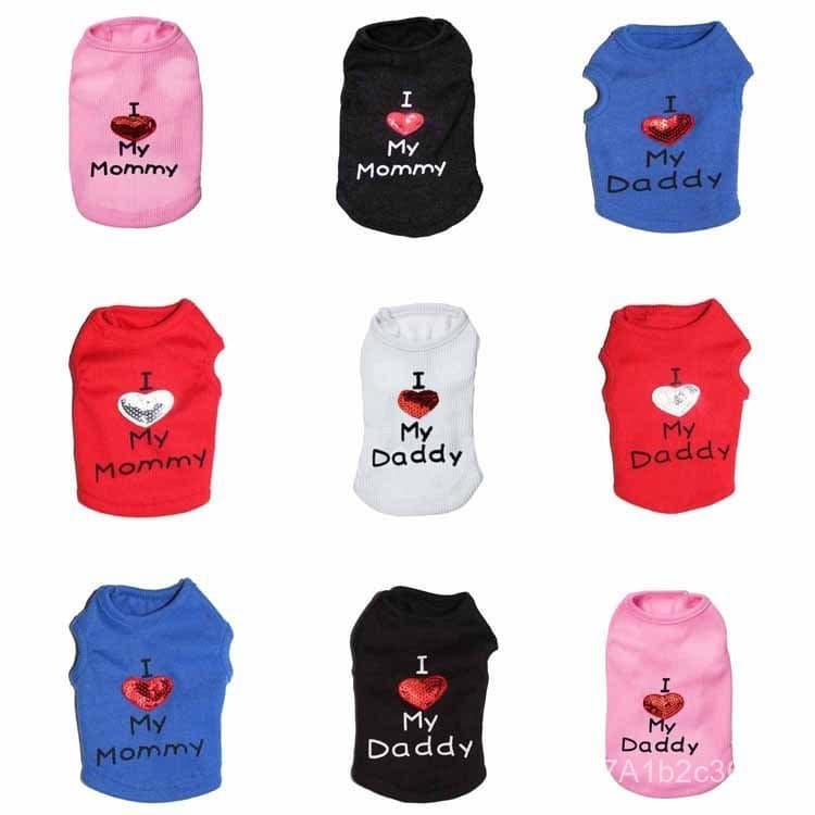 Artigos para animais de estimação, roupas para cães e gatos no atacado, coletes canelados para papai e mamãe, roupas par