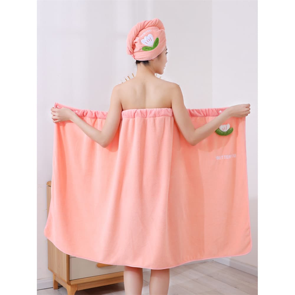 Touca de secagem de cabelo conjunto de saia de banho Super absorvente feminino de secagem rápida engrossado touca de ban