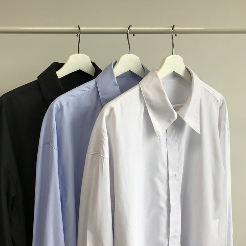 MRCYC novo estilo na moda solto camisa branca manga longa estilo coreano na moda outono Casual All-Match camisa masculin