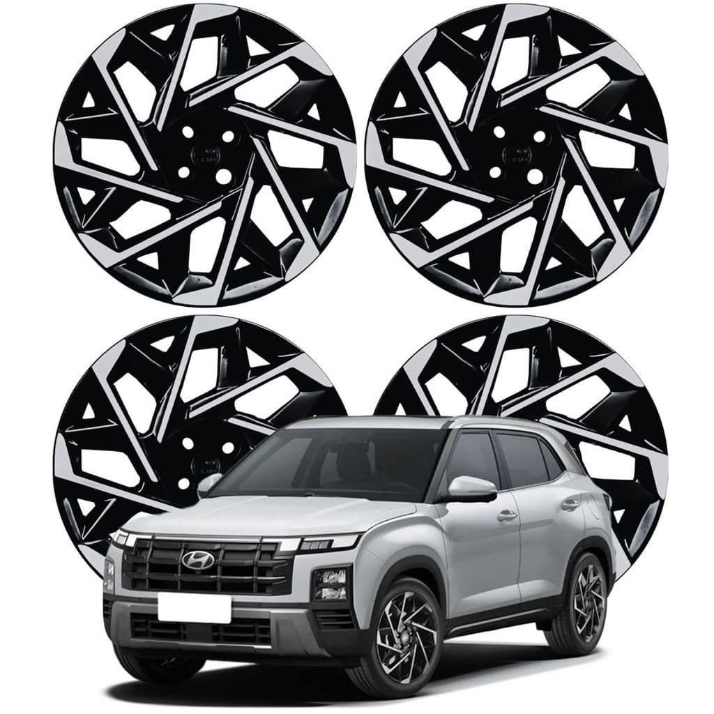 Jogo Calota Aro 15 Modelo Sport Creta 2025 Cubo Padrão Prata/ Preto