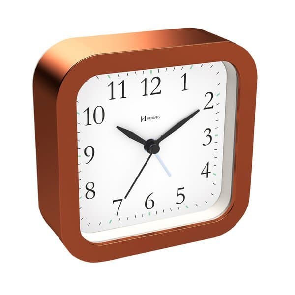 Relógio Despertador Herweg Quartz Sem Tic Tac Rosê Gold Fosco 2645-330